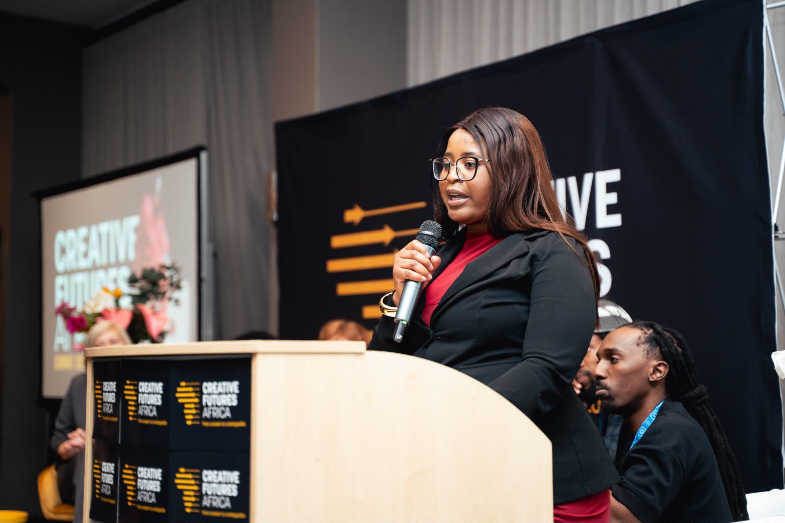 Julia Lemekwane speaking at Creative Futures Africa